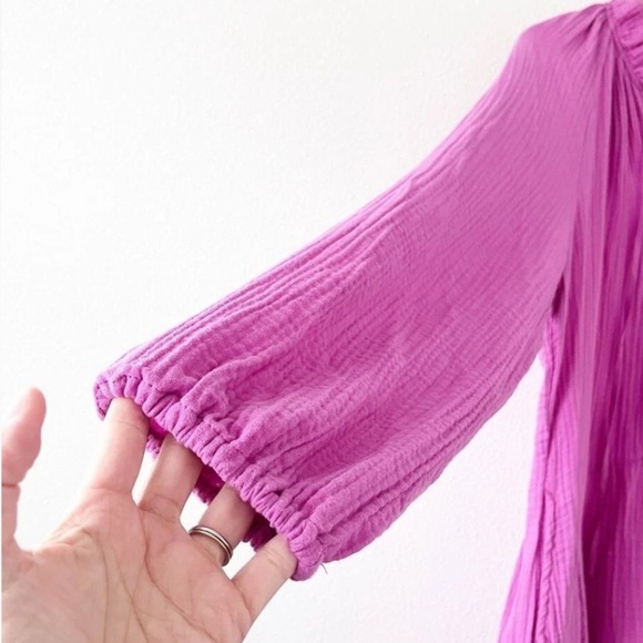 Magaschoni Organic Cotton Gauze Rosebud Pink Mini Dress - Picture 5 of 13